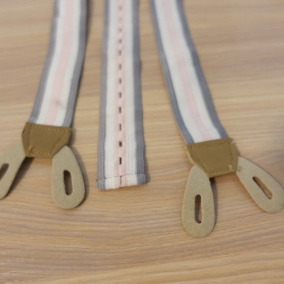 Suspender Boy Pink Gray Button Leather Y Back Classic‎ Formal Stretch Elastic - Picture 5 of 8